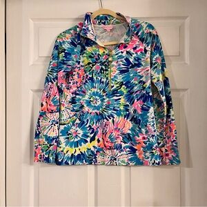 Lilly Pulitzer Skipper Popover half zip sweatshirt top cotton spandex size small